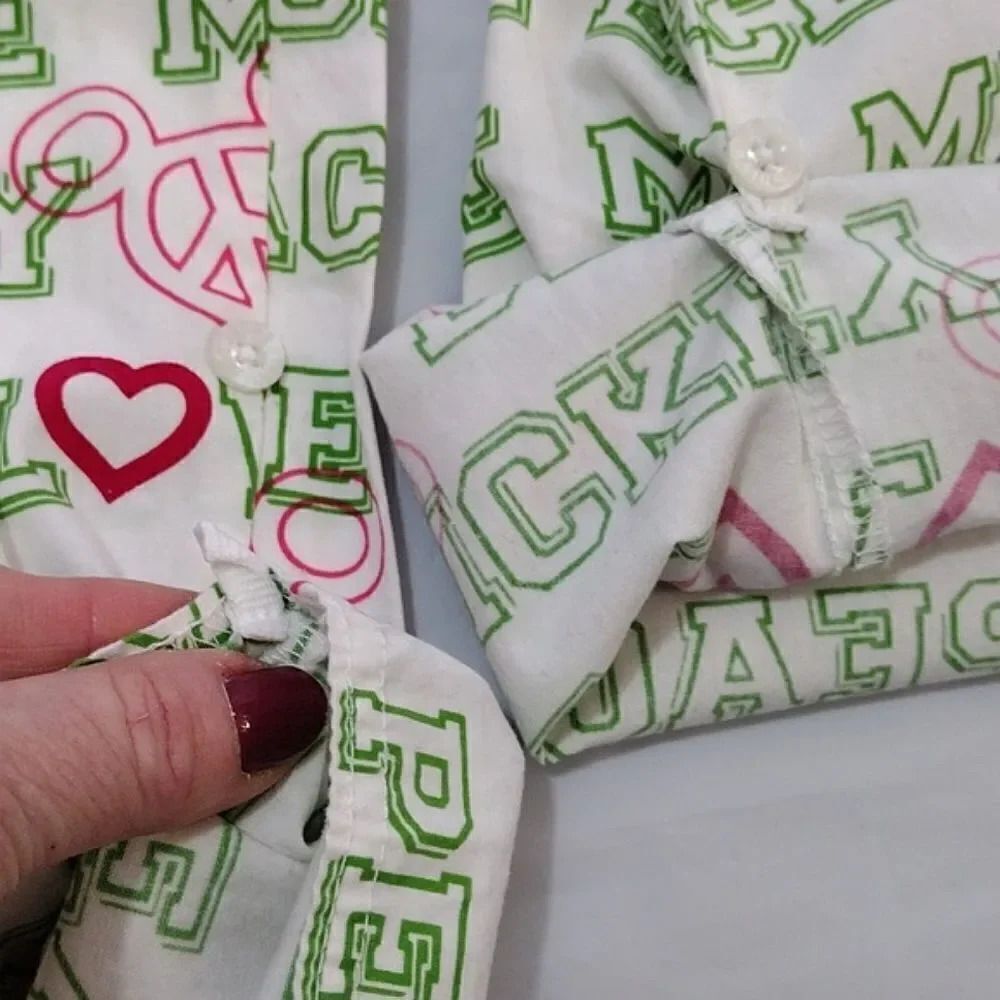 Disney‎ VTG White Neon Mickey Mouse Printed Convertible PJ Pants Large - Picture 7 of 13